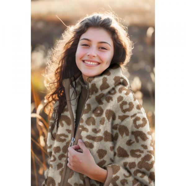 Teddy Fleece Animal Print Braun/Beige